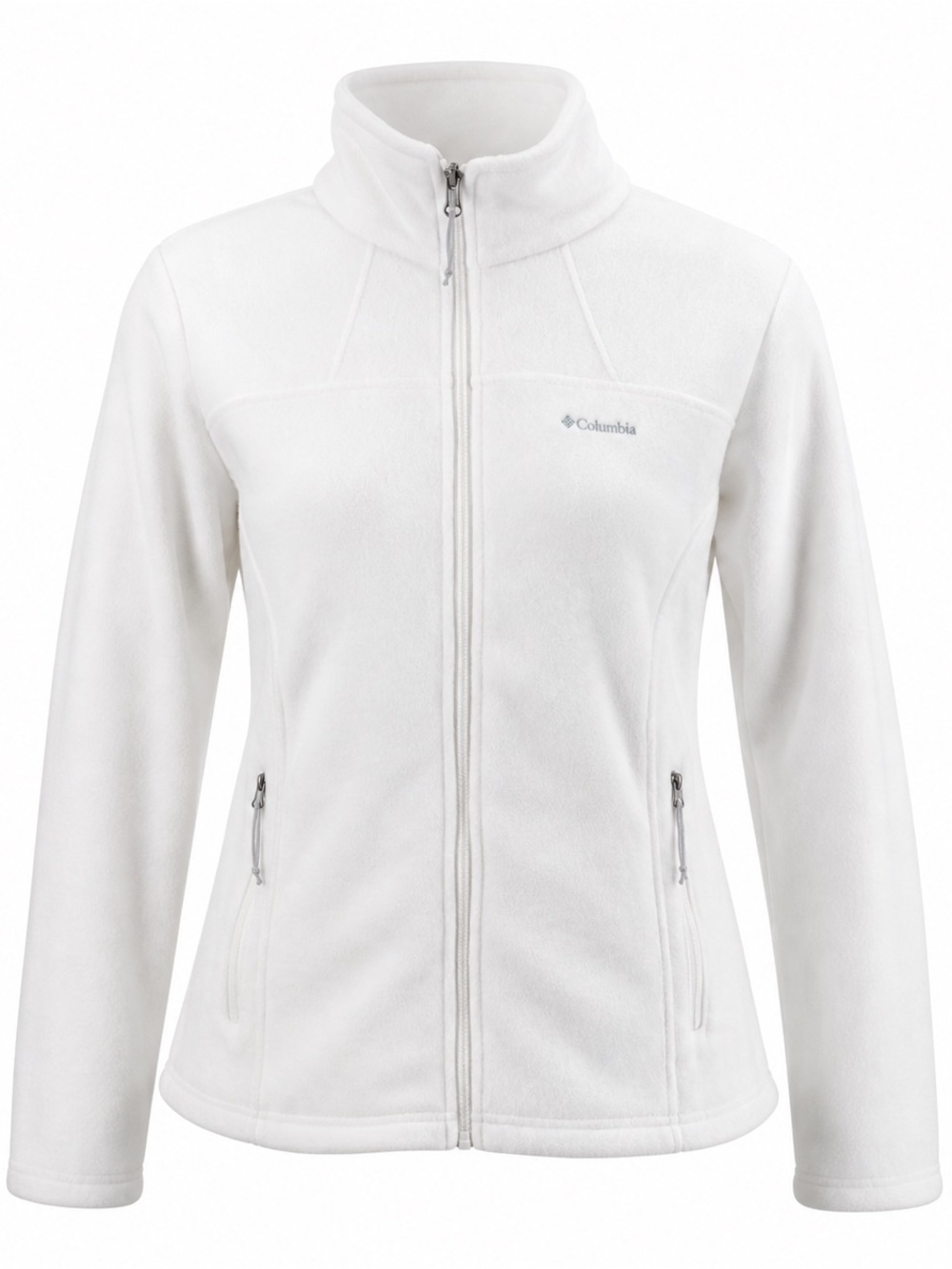 Columbia White Fleece Zip-Up Jacket - Outdoor Hiking Cozy Layer.  Size: Large